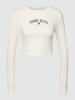 Tommy Jeans Cropped Longsleeve mit Label-Print Weiß