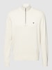 Fynch-Hatton Strickpullover mit Label-Stitching Modell 'Troyer' Offwhite