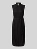 ICHI Hemdblusenkleid aus Leinen-Viskose-Mix mit Bindegürtel Black