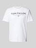 Tom Tailor Regular Fit T-Shirt aus reiner Baumwolle mit Label Print Weiss