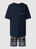 Schiesser Pyjama van katoen, model 'Comfort Fit Schlafanzug' Donkerblauw