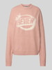 Review Gebreide pullover met labelprint Oudroze gemêleerd