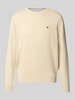 Fynch-Hatton Strickpullover aus reiner Baumwolle mit Logo-Stickerei Beige