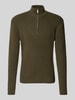 SELECTED HOMME Strickpullover mit Stehkragen Modell 'THEO' Dunkelgruen