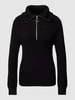 Vila Strickpullover mit kurzem Reißverschluss Black