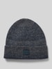 G-Star Raw Beanie mit Label-Patch und Woll-Anteil Modell 'Geffo' Mittelgrau