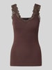 VERO MODA Slim Fit Tanktop aus Viskose-Mix Modell 'ROSA' Schoko