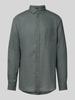 Christian Berg Men Regular Fit Leinenhemd mit Button-Down-Kragen Stein
