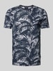 Lindbergh T-shirt met all-over motief, model 'Slub' Marineblauw