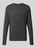 CK Calvin Klein Gebreide pullover met logostitching, model 'PIMA' Antraciet gemêleerd