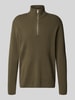 Lindbergh Strickpullover mit Troyer-Kragen Oliv