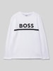 Boss Longsleeve mit Label-Print Weiss