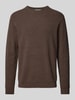 SELECTED HOMME Strickpullover mit gerippten Abschlüssen Modell 'ROSS' Dunkelbraun