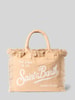 MC2 Saint Barth shopper met labelprint en franjes model 'VANITY' Offwhite