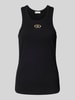 Liu Jo White Tanktop mit Label-Stitching Black