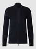 Christian Berg Men Strickjacke aus Baumwolle mit gerippten Abschlüssen Marineblau meliert
