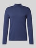 Christian Berg Men Longsleeve mit geripptem Stehkragen Dunkelblau