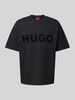 HUGO T-shirt met labelprint, model 'Dinkee' Zwart