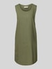 FREE/QUENT Knielange linnen jurk met ronde hals, model 'LAVA' Kaki