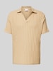 Mango Poloshirt mit Umlegekragen und V-Ausschnitt Beige Melange