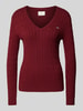 Gant Strickpullover mit Label-Stitching Bordeaux