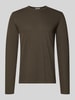 Lindbergh bluzka z długim rękawem o kroju regular fit z czystej bawełny model 'Basic' Khaki