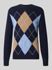 Christian Berg Men sweter w kroju slim fit z czystego kaszmiru w imitacji dzianiny Granatowy
