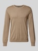 OLYMP Level Five Slim fit gebreide pullover met ronde hals Beige