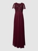 Christian Berg Cocktail Abendkleid mit Zierbesatz Kirschrot
