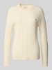 Gant Strickpullover mit Zopfmuster und Label-Stitching Offwhite
