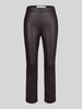 Raffaello Rossi Wide leg kunstleren broek van viscosemix model 'MACY' Donkerbruin