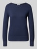 Christian Berg Woman Regular fit gebreide pullover van viscosemix met boothals Donkerblauw gemêleerd
