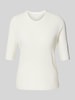 Christian Berg Woman Gebreide pullover met geribde ronde hals Offwhite