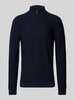 OLYMP Level Five Slim fit gebreide pullover met opstaande kraag Marineblauw