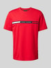 Tommy Hilfiger Regular fit T-shirt met labelstitching Rood