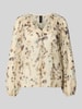 Marc Cain Blouse in all-over look met volants Zand