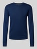 Christian Berg Men Gebreide pullover met V-hals Donkerblauw gemêleerd