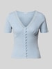 Jake*s Casual T-Shirt mit Spitzenbesatz und Knopfleiste Bleu