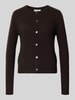 Christian Berg Woman Strickjacke aus reinem Kaschmir mit durchgängiger Knopfleiste Schoko
