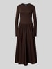 Polo Ralph Lauren Midikleid mit Rundhalsausschnitt Dunkelbraun