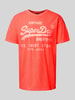 Superdry T-shirt met labelprint, model 'Neon' Neon rood