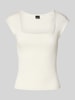 Gina Tricot T-shirt met vierkante hals en kapmouwen Offwhite
