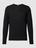 Tommy Hilfiger Gebreide pullover met labelstitching, model 'CHAIN' Zwart