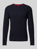 HUGO Strickpullover mit Strukturmuster Modell 'Stubon' Marine