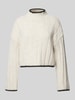 Only Gebreide pullover met geribde opstaande kraag, model 'CHICK' Offwhite