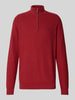 Fynch-Hatton Strickpullover mit Troyer-Kragen Dunkelrot