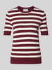 Jake*s Casual Strickshirt aus Viskose-Mix mit Streifenmuster Dunkelrot
