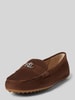 Lauren Ralph Lauren Leren instappers met labelapplicatie, model 'BARNSBURY' Middenbruin