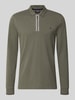 Christian Berg Men slim fit poloshirt met rits Metallic groen