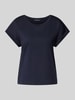 monari T-shirt met geribde ronde hals Marineblauw